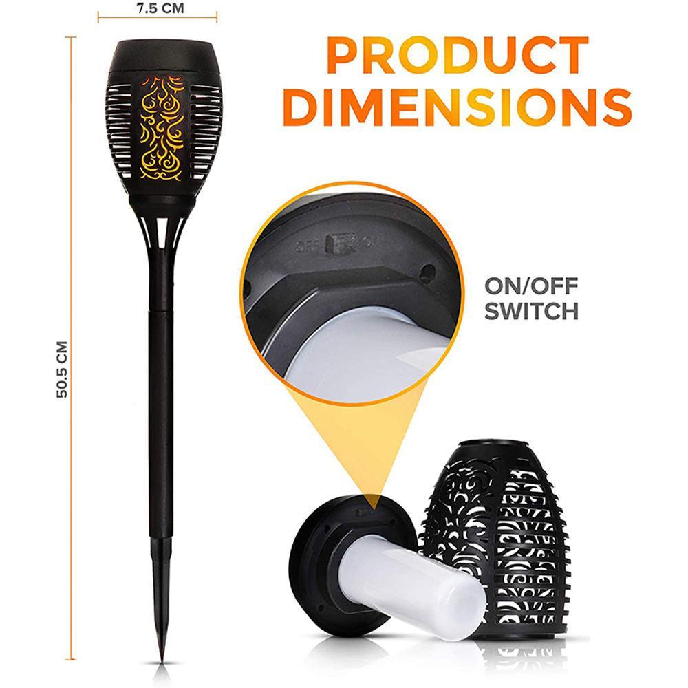 Solar Flame Garden Lights Black ABS Outdoor