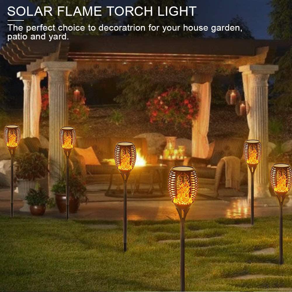 Solar Flame Garden Lights Black ABS Outdoor