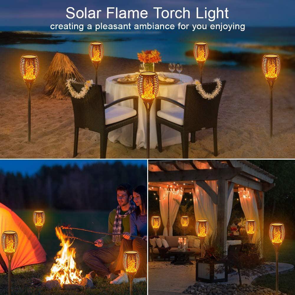 Solar Flame Garden Lights Black ABS Outdoor