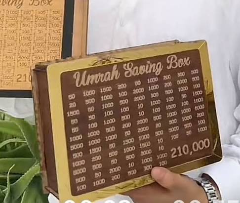Golden Umrah Saving Wooden Box